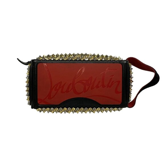 Auth CHRISTIAN LOUBOUTIN blaster Black Red Leather Rubber Mens Clutch Bag - Picture 7 of 16